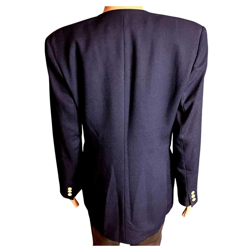 Oleg Cassini Women’s Navy Blue Double Breasted Blazer 12 Career Office Academia - Picture 6 of 8
